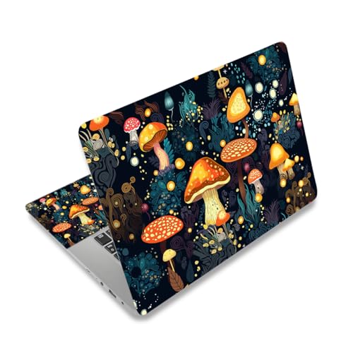 Laptop Skin Sticker Decal Cover, 11.6”12" 13" 13.3" 14" 15" 15.4" 15.6" Laptop Netbook Skin Sticker Cover Art Notebook Protector (2 Wrist Pad Included), Removable Reusable, Cute Fantasy Mushroom - color: Cute Fantasy Mushroom