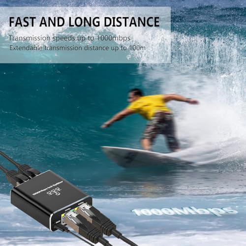 Pushua 1000Mbps Ethernet Splitter High Speed 1 to 3, Gigabit LAN Splitter (3 Devices Simultaneous Networking), RJ45 Splitter Adapter with USB Power Cable, Internet Splitter for Cat5/5e/6/7/8 Cable - style: 1to3