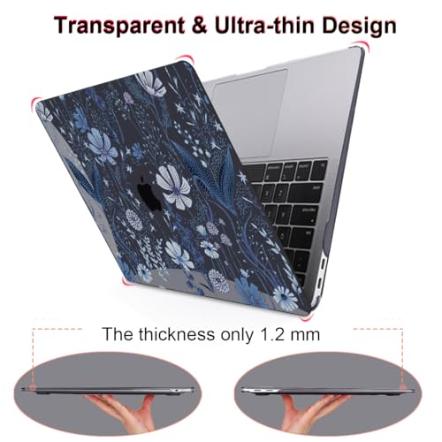 for 2018 2019 2020 2021 MacBook Air 13 Inch Case M1 A2337 A2179 A1932, Pattern Plastic Hard Shell Case Cover for MacBook Air 13.3 M1 with Retina Display & Touch ID, Wild Flowers Black - color: Wild Flowers Black