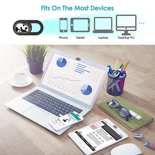 Laptop Camera Cover, Ultra Thin 0.02 Inch Webcam Cover, Camera Blocker Macbook Accessories for Macbook Pro/Air iMac iPad iPhone Tablet PC Computer Cute Panda Lovers Gifts Protect Privacy Security - color: Super Panda-Black