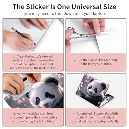Laptop Skin Sticker 3-Piece Set,Cute Baby Panda | Trim-to-fit 3-piece vinyl set with one 15 x 10.6 in lid skin and two palm-rest decals for many 12-15.6 in laptops - color: Cute Baby Panda