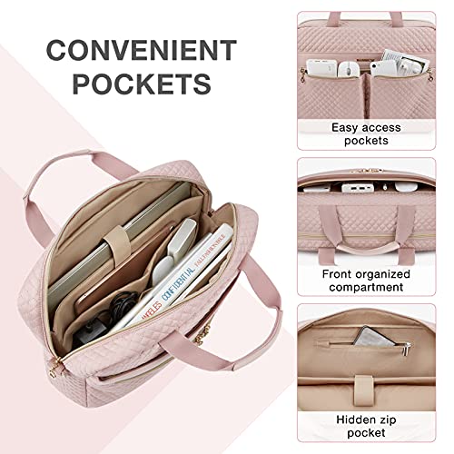 BAGSMART Laptop Bag, 15.6/17.3 Inch Briefcase for Women Large Laptop Case Computer Bag Office Travel Business, Pink - color: Pink, size: 15.6 Inch