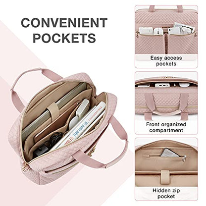 BAGSMART Laptop Bag, 15.6/17.3 Inch Briefcase for Women Large Laptop Case Computer Bag Office Travel Business, Pink - color: Pink, size: 15.6 Inch