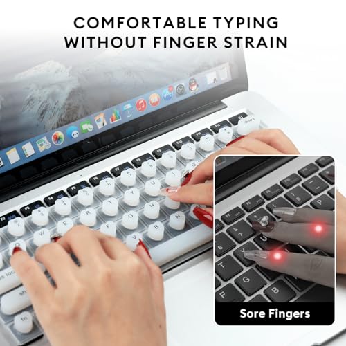 Allinside Keyboard Cover for Long Nails, Compatible with MacBook Neo A18 Pro & MacBook Pro 13/14/16 (2021–2024) & MacBook Air 13/15 (2020–2024), Raised Heart-Shaped Silicone Skin, White - color: 02 White