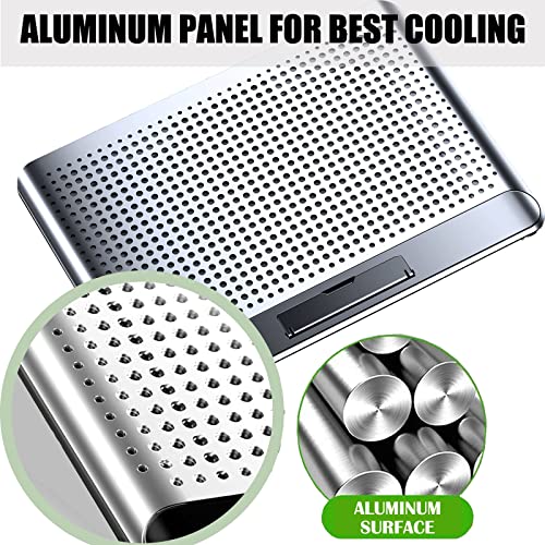 16inch Single Fan Lap Chill Mat - Aluminum Panel Laptop Cooling Pad, Heat Protection Laptop Cooler, Adjustable Foldable Long Stand, Fans Switch with dimmable-Speed, USB-A Connection Laptop Fan - color: Silver 1Fan 16inch