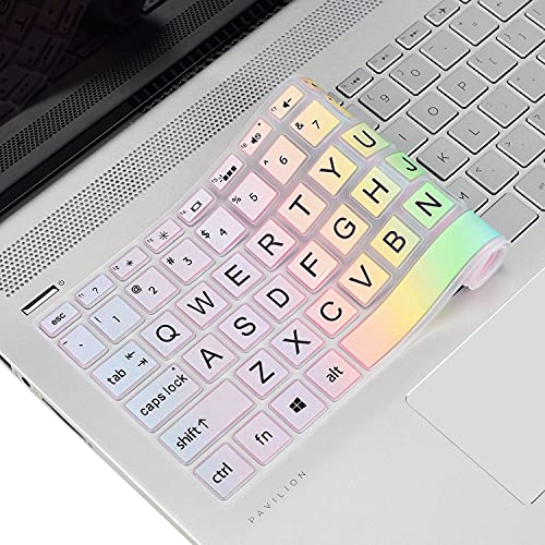 Keyboard Cover Skin Compatible HP Pavilion x360 15.6 15-BR075NR/ HP Pavilion 15.6" 15-BS 15-BW 15-CC 15-CB 15-CD/HP Envy x360 15M-BP 15M-BQ,HP Envy 17M 17-BS Laptop Keyboard Cover(Rainbow 11) - color: CH11