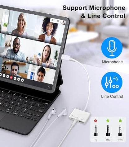 USB C to USB Adapter, 3 in 1 AUX to USB C Adapter with 3.5mm Headphone Jack + OTG + 60W PD Fast Charging Port,Compatible with iPhone 15/16, iPad Pro, MacBook and More