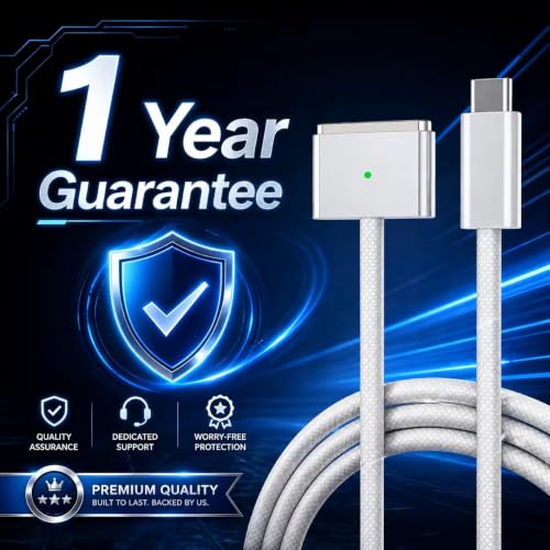 USB-C to Magnetic 3 Cable 6.6FT, 140W Charging Cable Compatible with MacBook Pro (16"/14" 2024/2023/2021), MacBook Air (15"/13" M4 2025, M3 2024, M2 2023, M2 2022) (Silvery)