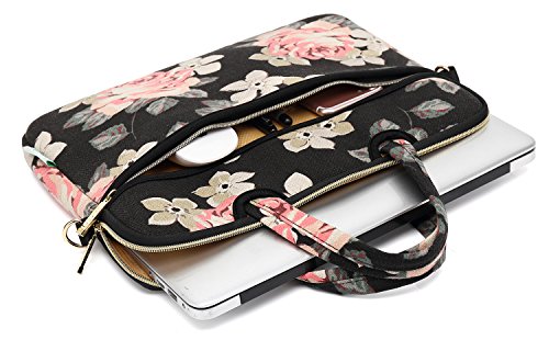 kayond Black Rose Patten water-resistant Laptop Shoulder Messenger Bag Case Sleeve for 15 Inch 15.6 Inch Laptop,Laptop Briefcase - color: Black Rose, size: 15-15.6 inch