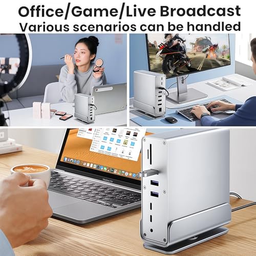 15-in-1 USB C Hub/Docking Station Dual Monitor 2 HDMI with Ethernet PD | 4k HD Triple Display (2x HDMI+1x DP), Gigabit Ethernet, 100W PD Charging, 20X Faster Transfer (10Gbps) with USB 3.2,TF/SD