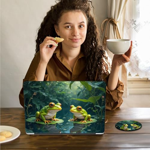 Laptop Skin Sticker Decal 15.6 Inch,12 13 13.3 14 15 15.6 in Laptop Netbook Skins for Notebook,Art Decal Removable Waterproof Scratch Resistant,Universal Vinyl Cover,Cute Frog Green - color: Cute Frog Green