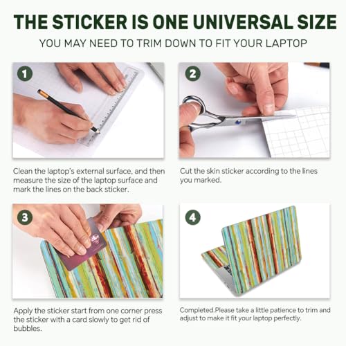 3Pcs Boho Abstract Laptop Skin Sticker Oil Painting Universal Removable Vinyl Stickers Fits for 12.1 13 14 15.6 16 Inch Waterproof Notebook Decal Cover Gift - color: green