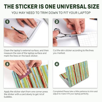 3Pcs Boho Abstract Laptop Skin Sticker Oil Painting Universal Removable Vinyl Stickers Fits for 12.1 13 14 15.6 16 Inch Waterproof Notebook Decal Cover Gift - color: green