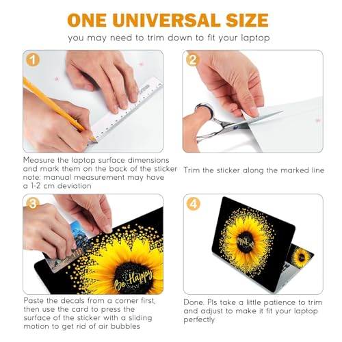 DINKY Laptop Skin Sticker Decal, 16" 16.5” 17” 17.3 inch Laptop Universal Reusable Vinyl Skin Stickers Art Cover Decal Notebook PC Personalized Protector Sunflower - color: be happy