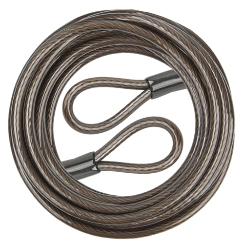Security Cable with Loops, 10MM Heavy Duty Lock Cable, 4FT 7FT 10FT 15FT 25FT 30FT Vinyl Coated Rust-Proof Flexible Steel Bicycle Security Cable for Motorcycle, Furniture, Gates (Black, 30FT) - size: 30FT