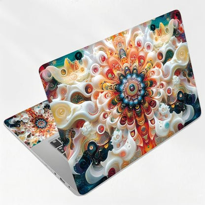 Psychedelic Fractal Kaleidoscope Universal Laptop Skin Sticker 3PCS, Protective Decal Trim-to-Fit 11.6" 13.3" 14" 15.6" Laptop Vinyl Cover, Removable Anti-Scratch Computer Decal Protector - color: Psychedelic Fractal Kaleidoscope