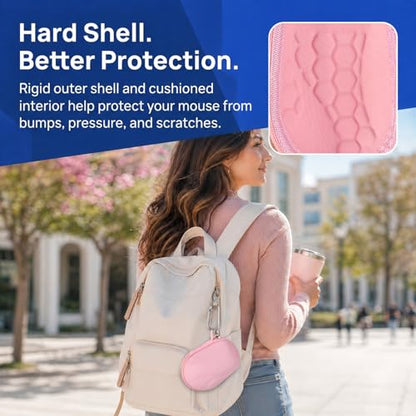 Comecase Compact Mouse Case for Logitech MX Anywhere 3S/3/2S/2 | Hard Shell Storage, Raised Inner Dots, Accessory Groove, Carabiner, Travel and Business Use, Pink, Bag Only - color: Pink