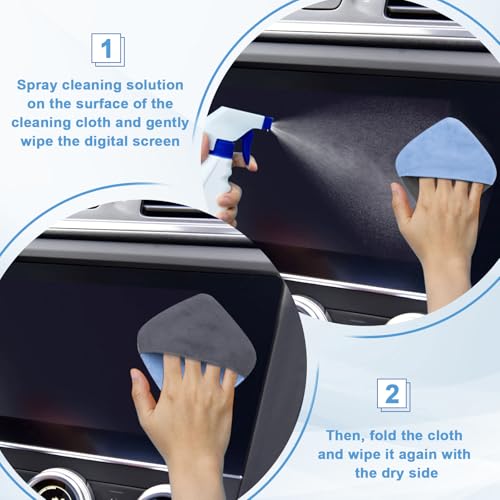 BFXM 2PCS Car Screen Cleaner, 4.1''×4.1'' Blue Microfiber Dashboard Wipes | Square Microfiber Cloth, Automotive Display Wipes,Vehicle Screen Cleaner Tool for Dashboard Display, Car Interior Tool - color: Blue& Grey