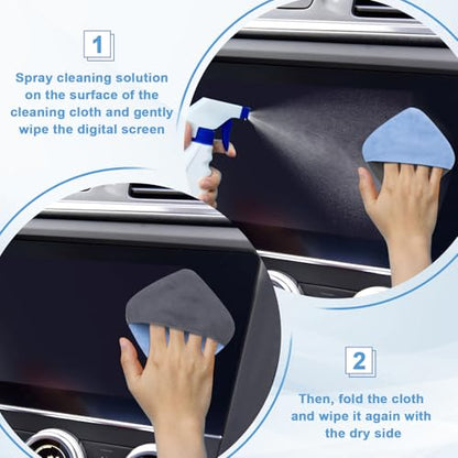 BFXM 2PCS Car Screen Cleaner, 4.1''×4.1'' Blue Microfiber Dashboard Wipes | Square Microfiber Cloth, Automotive Display Wipes,Vehicle Screen Cleaner Tool for Dashboard Display, Car Interior Tool - color: Blue& Grey