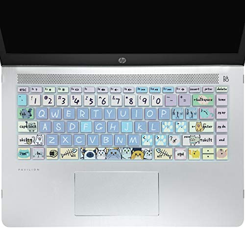 Keyboard Cover for HP 14" Laptop 2020 2019 2018,HP Pavilion x360 14M-BA 14M-CD 14M-DH 14-BA 14-BF 14-cm 14-CF 14-DF 14-DK 14-DS 14-DQ Series 14 Inch Protective Skin,Cute Cat - color: Cute Cat