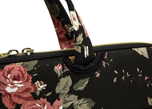 Black C Rose Patten water resistant Laptop Shoulder Messenger Bag Case Sleeve for 14 Inch 14.1 Inch Laptop,Laptop Briefcase - color: Black C Rose, size: 14-14.1 Inch