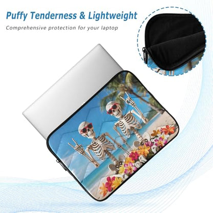 Skeletons on Beach 15-16 Inch Quilted Laptop Sleeve Case Soft Notebook Protector Bag Computer Carrying Case - color: skeletons on beach, size: Large