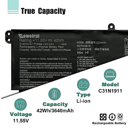 C31N1911 B31N1911 Laptop Battery for VivoBook Flip 14 X1702ZA D413DA TP420IA F413JA TM420IA R413DA X413FA S433EA M413DA K413FA X421DA X421EA X421EP X421EQ V4050FA V433FA S4600FA - size: 10.94*2.91*0.22inch C31N1911