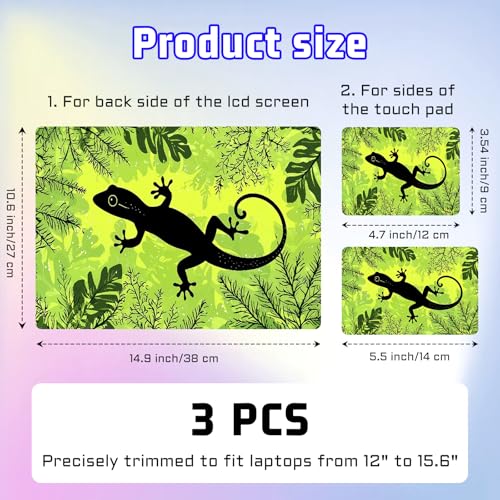 Universal Laptop Skin Sticker Decal, Compatible with MacBook HP Dell Lenovo 12"-15.6", Reusable Vinyl Notebook Cover 3PCS Set, High-Recognition Film-Tropical Gecko Lizard - color: Tropical Gecko Lizard