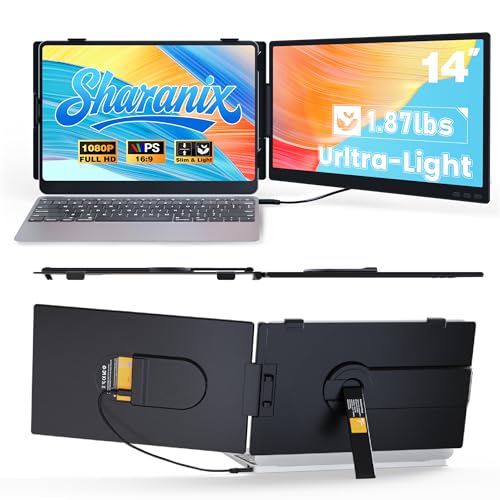 Laptop Screen Extender, Ultra-lightweight 14" FHD 1080P IPS Dual Screen, Laptop Monitor Extender with USB-C/HDMI Port, Plug and Play Portable Monitor for 13-17" Laptops (Wins/Mac/Android//Switch/PS5) - color: 14" Black
