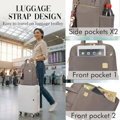 Kamlui Laptop Backpack for Women 15.6-inch Slim - Laptop Bag Computer Case Purse Travel Lightweight Medium Size Satchel Daypack 16-inch Water-resistant Business Comutter Fashion Stylish Nylon Khaki - color: Khaki239