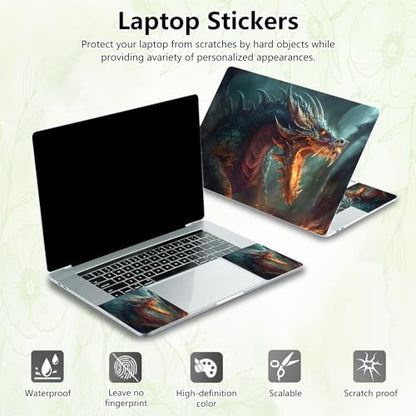 Laptop Skin Sticker Decal, Universal Reusable Vinyl Laptop Cover for 12" 13" 13.3" 14" 15" 15.4" 15.6" Notebook PC, Waterproof Scratch-Resistant with 2 Wrist Pads, Easy to Apply & Remove,P Dragon - color: P Dragon