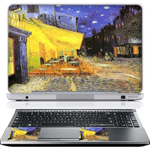 11.6 12 Inch Laptop Skin Sticker Cover Premium Sticker Cover Art Decal Decorative (Included 2 Wrsit Pad Skins) - Cafe Terrace at Night - color: Cafe Terrace at Night, size: 12 Inch