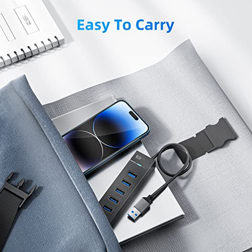 7 Ports USB Hub 3.0, SAN ZANG MASTER USB 3.0 Hub, 5Gbps HighSpeed Data USB Extender for Laptop, USB Flash Drive, Mobile HDD, Printer, Camera, Keyboard, Mouse, Windows/XPS (1.6FT)（50cm） - size: 1.6FT