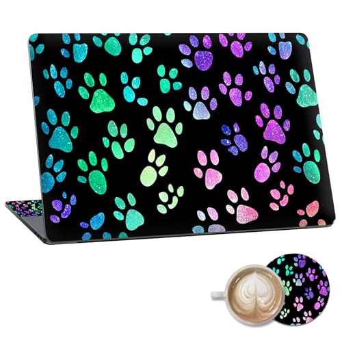 Laptop Skin Sticker Decal 15.6 Inch,12 13 13.3 14 15 15.6 in Laptop Netbook Skins for Notebook,Art Decal Removable Waterproof Scratch Resistant,Universal Vinyl Cover,Colorful Glitter Paw - color: Colorful Glitter Paw