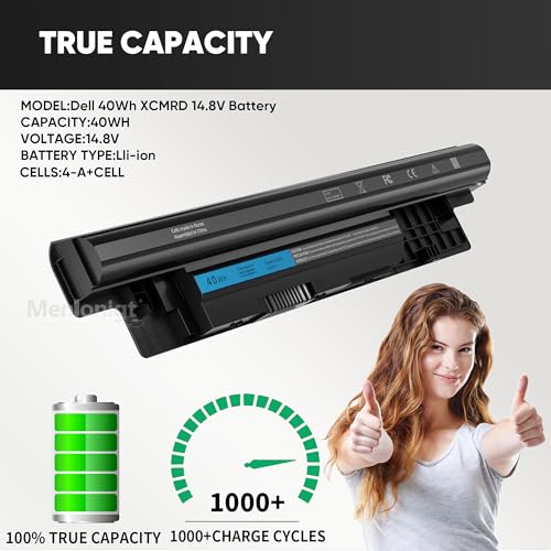 40Wh XCMRD 14.8V Battery for Dell Inspiron 15 3000 Series 3542 3543 3521 3537 3531 3541 17R 5721 5737 17-3737 3721 15R 5537 5521 14 3421 3437 14R 5421 5437 Latitude 3440 3540 P28F P40F FW1MN 4WY7C - size: 10.5 x 2 x 0.75 inches Inspiron 15 3000 BATTERY