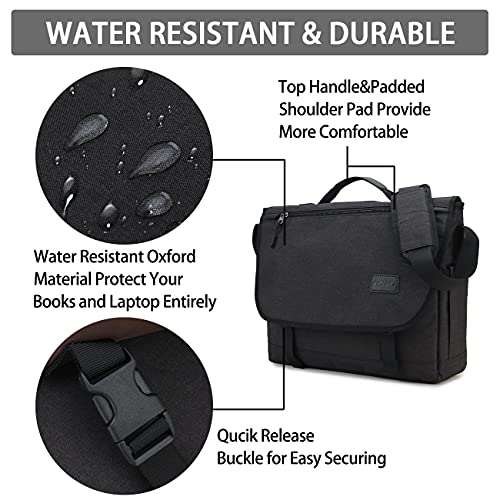 RAVUO Messenger Bag for Men, Water Resistant Lightweight Satchel 15.6 17 Inch Laptop Bags Shoulder Bookbag - color: 15.6 Inch-black
