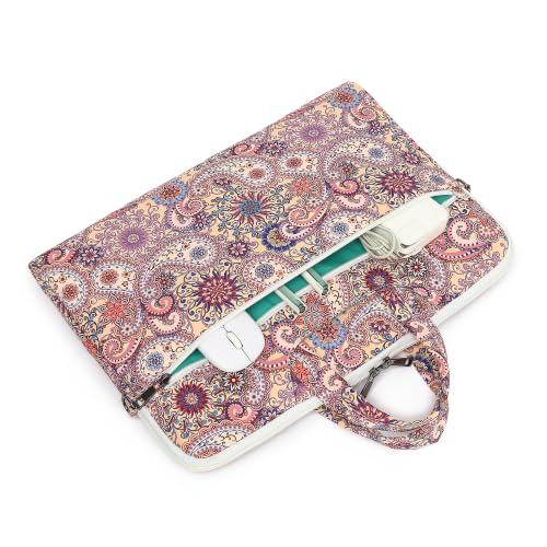 Laptop Bag, Messenger Shoulder Bag with Adjustable Strap Purple Paisley Floral - color: Black With White and Blue Floral Pattern