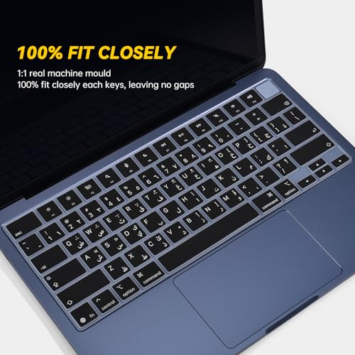 Arabic Silicone Keyboard Cover Skin Compatible with 2026 13 inch Apple MacBook Neo 13 A3404 with A18 Pro Chip, MacBook Neo 13-inch Laptop Arabic Language Keyboard Protector - Black - color: Black-Arabic, size: MacBook Neo 13" 2026+