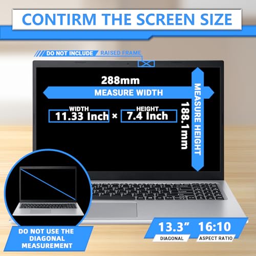 Magnetic Laptop Privacy Screen 13.3 Inch 16:10, Removable Privacy Filter | Compatible with Samsung HP Dell Asus Acer Sony Lenovo LG Thinkpad Toshiba, Anti Spy, Anti Glare, Blue Ray Reduction - size: 13.3 in 16:10 privacy screen