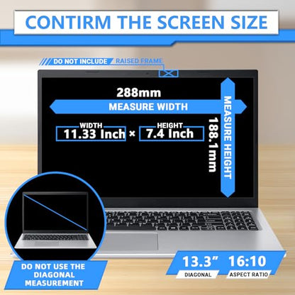 Magnetic Laptop Privacy Screen 13.3 Inch 16:10, Removable Privacy Filter | Compatible with Samsung HP Dell Asus Acer Sony Lenovo LG Thinkpad Toshiba, Anti Spy, Anti Glare, Blue Ray Reduction - size: 13.3 in 16:10 privacy screen