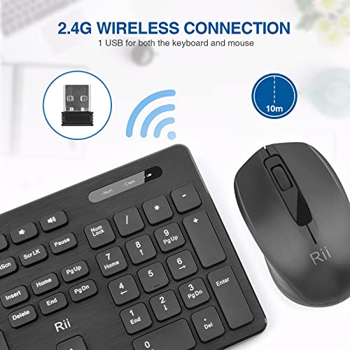 Wireless Keyboard and Mouse Combo - Rii Standard Office PC Keyboard and Optical Wireless Mice (Black) - color: Black
