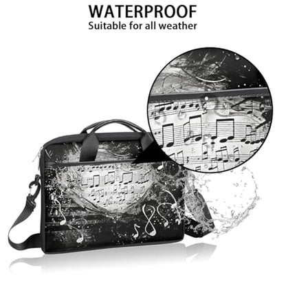 Laptop Shoulder Bag for Women Men, Waterproof Computer Case Messenger Bag Briefcase for Business Office Travel - color: Music Note Black