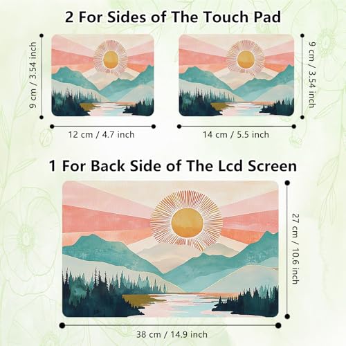 Laptop Skin Sticker Decal, Universal Reusable Vinyl Laptop Cover for 12" 13" 13.3" 14" 15" 15.4" 15.6" Notebook PC, Reusable Waterproof Scratch-Resistant with 2 Wrist Pads,Art Landscape Sun - color: Art Landscape Sun