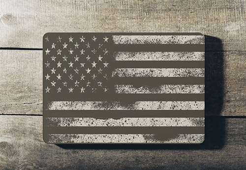 Laptop Skin Sticker Cover Decal-American Flag Rustic-Universal Size - Fits All laptops up to a 16” Diagonal Size | Easy to Apply, Remove and Change Styles (B&W Flag Rustic, 14.5 x 10 Inch)