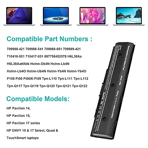 PI06 PI09 710416-001 710417-001 Laptop Battery for HP Envy 15 15T 17 Pavilion 14-E000 15-E000 17-E000 17-E100 17Z-E100, HSTNN-LB4N HSTNN-UB4N M7-J020DX 17-E020US M6-N012DX TPN-L112 M6-N010DX 17T-J100 - size: 8.07*2.05*0.83inch PI06