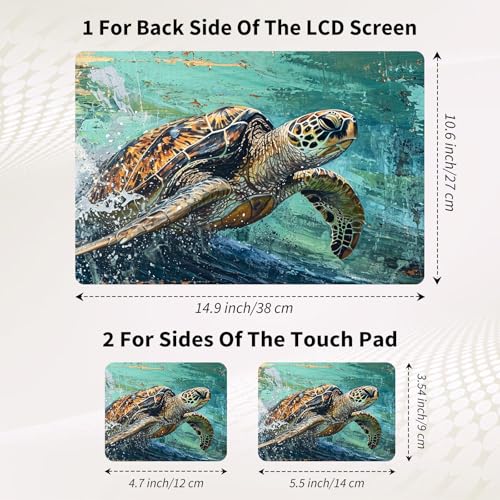 15.6 Inch Laptop Skin Sticker, Reusable Vinyl Cover Protector with 2 Wrist Pad Skins, Removable Waterproof Scratch-Resistant for 12-15.6 Inch Laptop Notebook,Sea Turtles - color: Sea Turtles