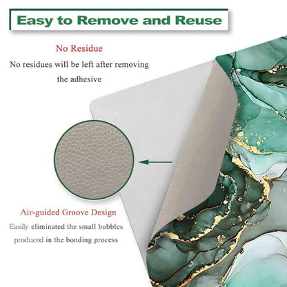 Laptop Decal Sticker Skin Cover, 11.6”12" 13" 13.3" 14" 15" 15.4" 15.6 inch Laptop Netbook Vinyl Skin Sticker Cover Art Notebook PC Reusable Protector (2 Wrist Pad Included), Green Marble - color: Green Marble