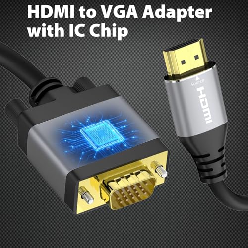 Cyberguys! HDMI to VGA Cable 3ft, Adapter Cord with Secure Latch and IC Chip – Plug & Play HDMI to VGA Converter Cable for Projector, PC, Laptop, Desktop, Xbox, PS3, 1080P 60Hz - size: 3FT