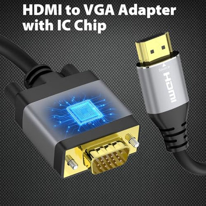 Cyberguys! HDMI to VGA Cable 3ft, Adapter Cord with Secure Latch and IC Chip – Plug & Play HDMI to VGA Converter Cable for Projector, PC, Laptop, Desktop, Xbox, PS3, 1080P 60Hz - size: 3FT