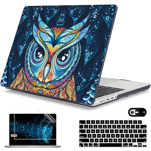 Mektron Case for M5 MacBook Pro 14 inch 2026 Model A3427 A3426 Fit 2025-2021 Model A3434 A3112 M4 A3112 A3401 A3185 M3 A2918 A2992 M2 A2779 M1 A2442 Pro/Max Cover for MacBook Pro 14", Owl - color: Cute Owl